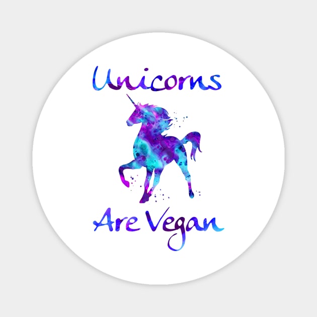 Unicorns are Vegan, Vegan Unicorn, Vegan Christmas gifts 2023 Magnet by KindWanderer